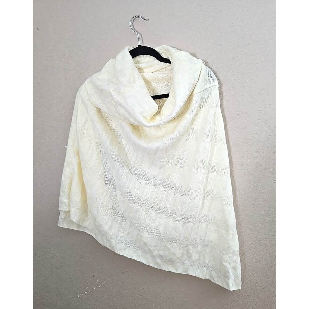 Chico's Ivory Collared Knit Poncho‎ Womans Size L/XL Business Casual Lightweight